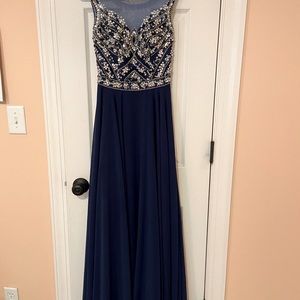 Gorgeous navy sequined gown.